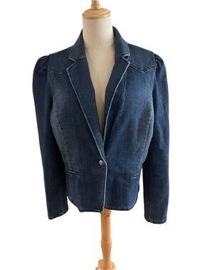INC International Concepts Denim Puff Sleeve Blazer – Size L